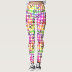 Leggings Cute Rainbow Gingham