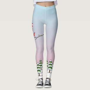 Leggings Cute Red Northern Cardinals aman el paisaje invern