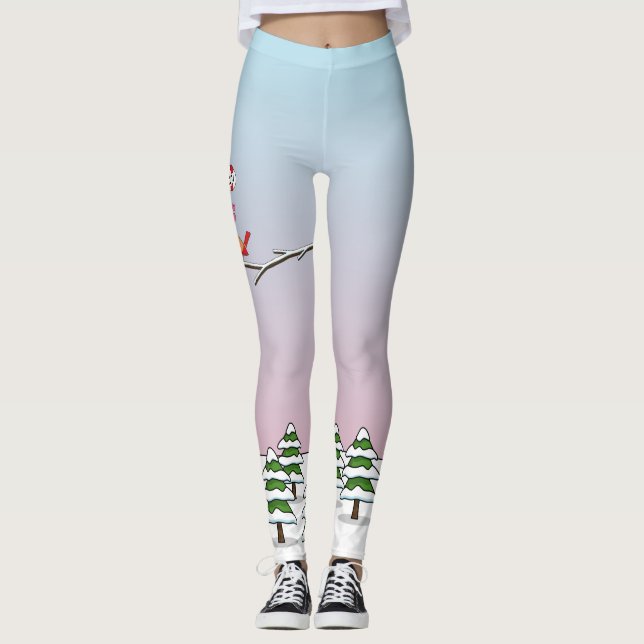 Leggings Cute Red Northern Cardinals aman el paisaje invern (Anverso)