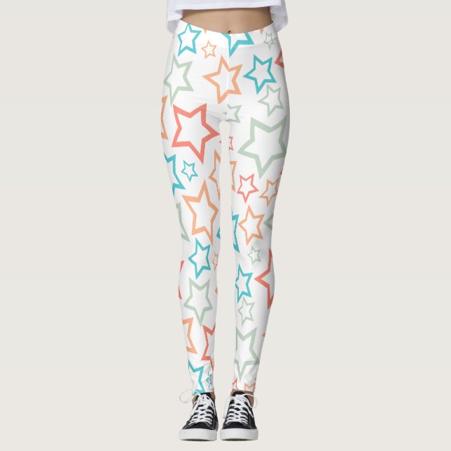 Leggings Cute Retro Pastel Estrellas Verano Playa  (Anverso)