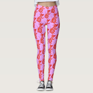 Leggings Cute Rojo Chino Cortado en papel Año Nuevo Cumplea