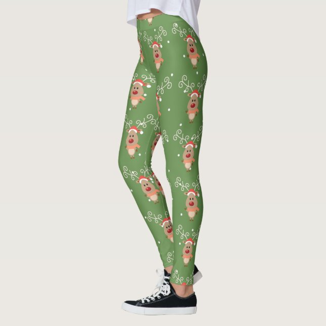 Leggings Cute Rudolph, el personalizado de renos de nariz r (Izquierda)