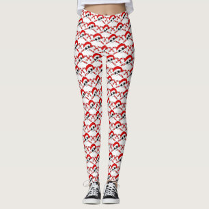 Leggings Cute Santa Skull con candy canes