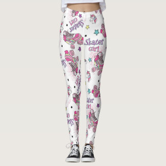 Leggings Cute Skater Girl Unicorn Roller Skate Pattern