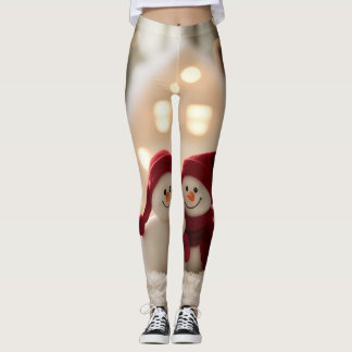 Leggings Cute Snowman Family Winter Christmas