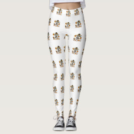 Leggings Cute Spooky Skeleton Goat with Top Hat