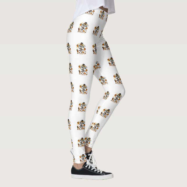 Leggings Cute Spooky Skeleton Goat with Top Hat  (Derecha)