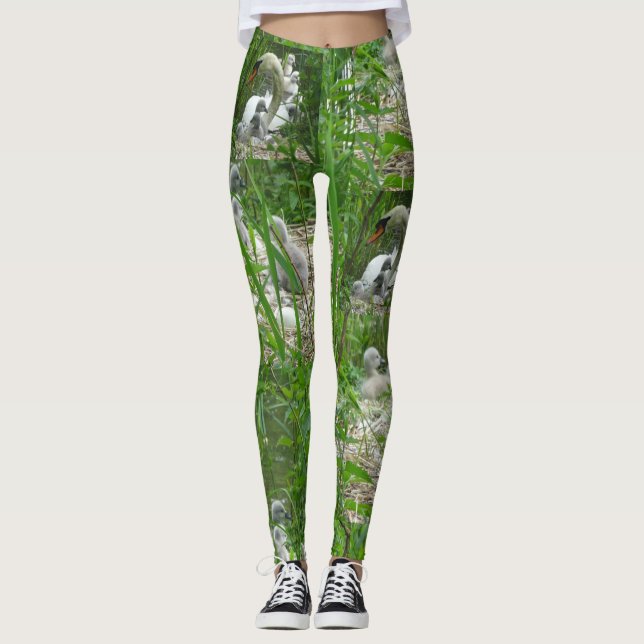 Leggings Cute Swans Pattern Leging (Anverso)