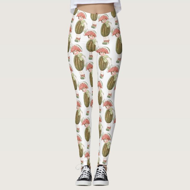 Leggings Cute Vintage Chica Watermelon Pattern Funny Legny  (Anverso)