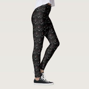 Leggings Cute Winter Snowman Pattern Black