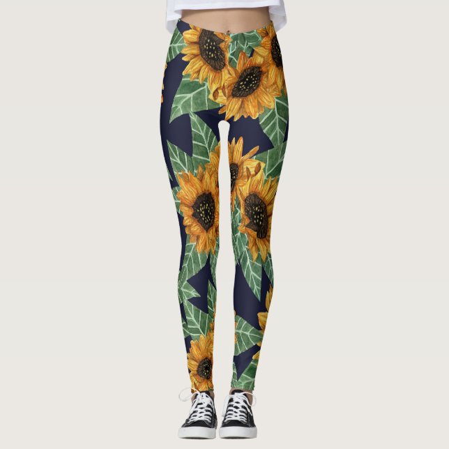 Leggings Cuto de campo Marina Amarilla Sunflowers acuarela (Anverso)