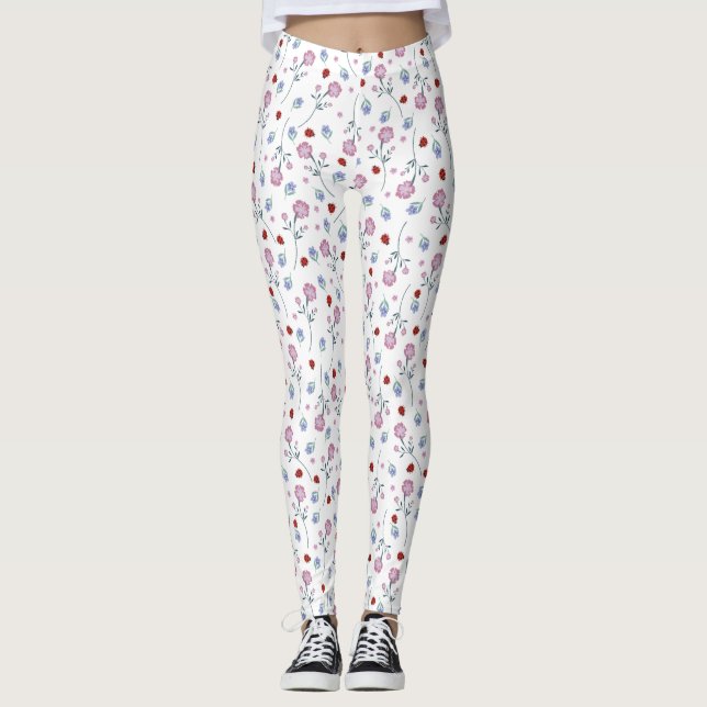 Leggings Cuto insecto de labios Polka dot Daisy Flower Rust (Anverso)