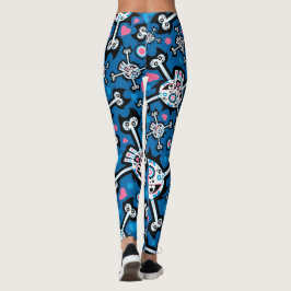 Leggings Cuto Spooky Skull and Bones Pattern