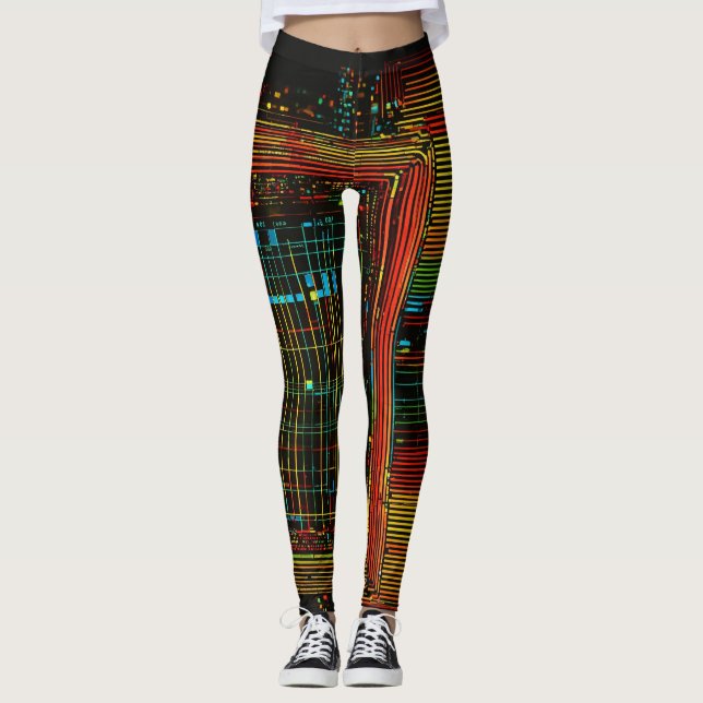 Leggings Cyber Flow: Streaming de datos (Anverso)