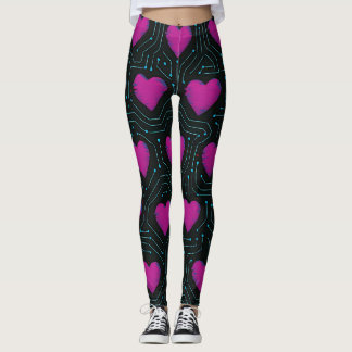 Leggings Cyber Love Circuit – Tech Heart Pattern Design