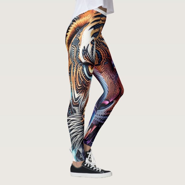 Leggings Cybernetic Bio-Mechanical Tiger Portrait (Derecha)