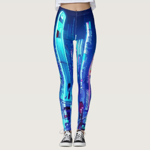 Leggings Cyberpunk Futurista Ciudad Neón