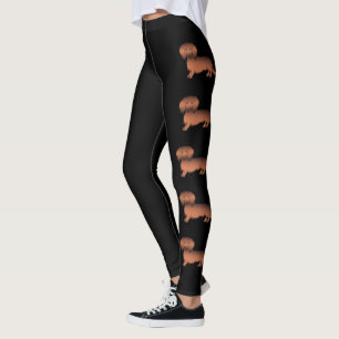 Leggings Dachshund Cartoon Perros Sable Rojo Pelo Largo - N