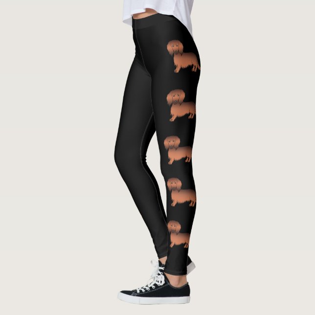 Leggings Dachshund Cartoon Perros Sable Rojo Pelo Largo - N (Izquierda)