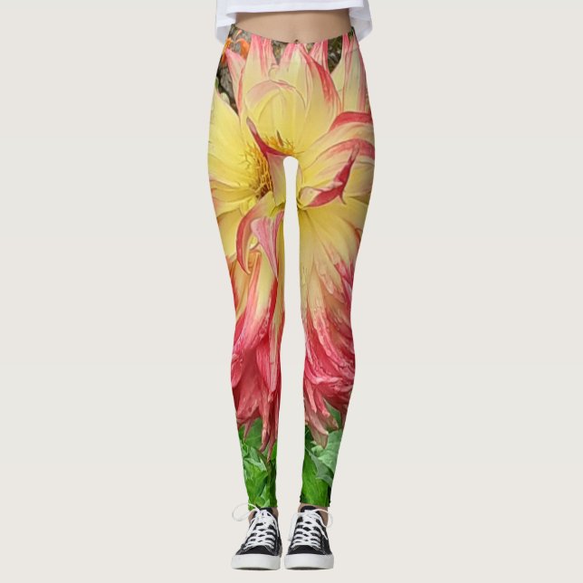 Leggings Dahlia rosa y amarilla (Anverso)