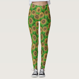Leggings Dahlias en amarillo y verde