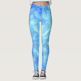 Leggings Daisias florales azules verde azuladas Flores Ombr