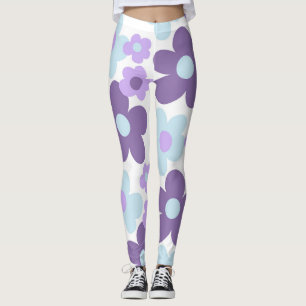 Leggings Daisies Azules de Lavanda Púrpura Sueño Retro #1 #