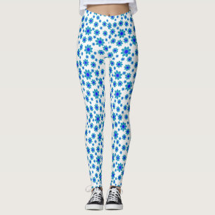 Leggings Daisies azules   Patrón de margarita de repetición