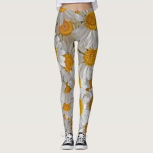 Leggings Daisies blancos: Hermoso fondo floral