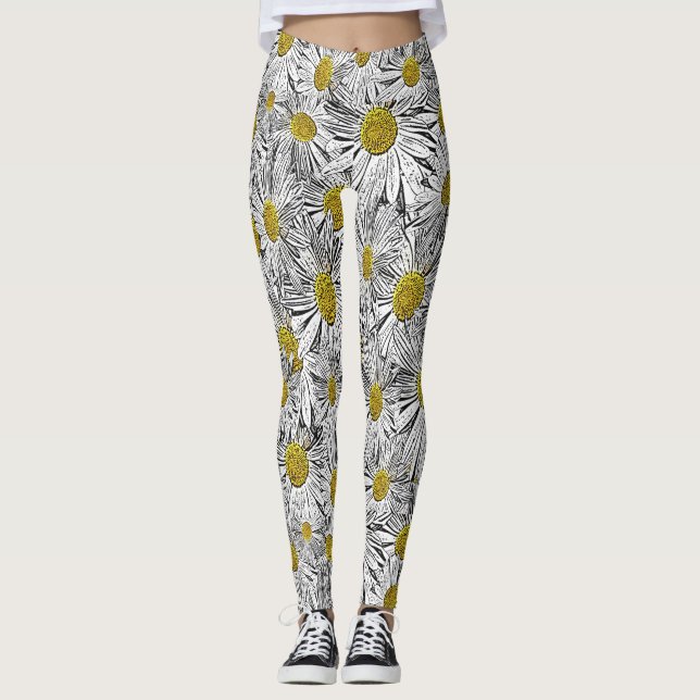 Leggings Daisies de centro amarillo (Anverso)