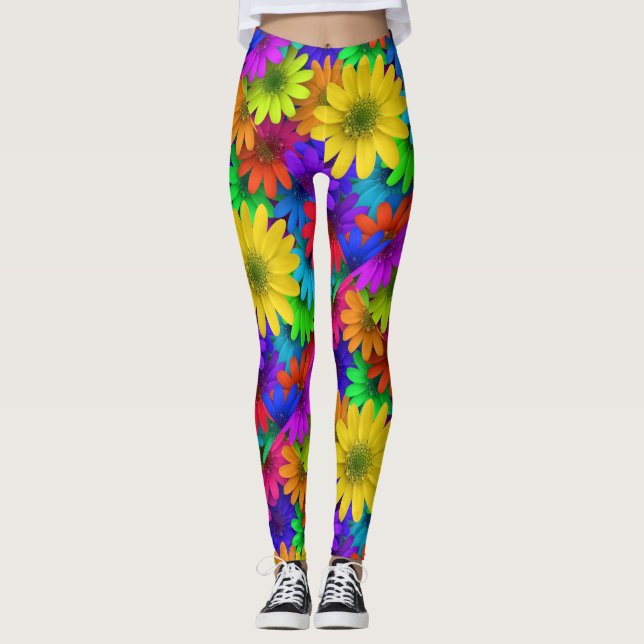 Leggings Daisies de colores vivos (Anverso)