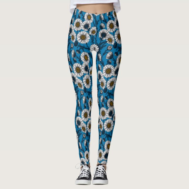 Leggings Daisies en azul (Anverso)