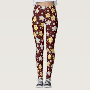Leggings Daisies florecientes. Rojo amarillo y rosa D BG