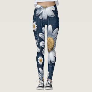 Leggings Daisies on Denim