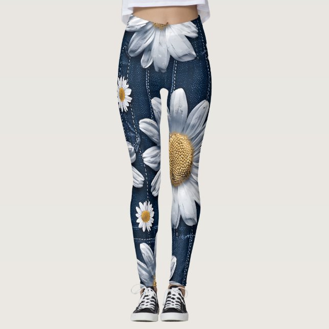 Leggings Daisies on Denim (Anverso)