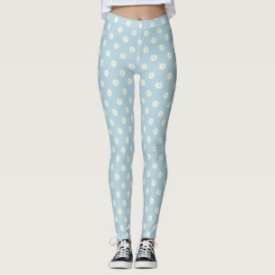 Leggings Daisies Patrón Rpt ilustrativo en azul pálido