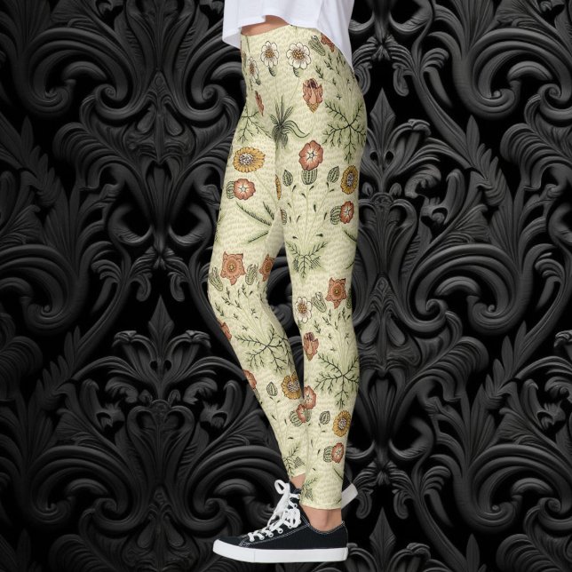 Leggings Daisy de William Morris, Flores Victorianas Antigu (Daisy by William Morris, Vintage Victorian Flowers Leggings)