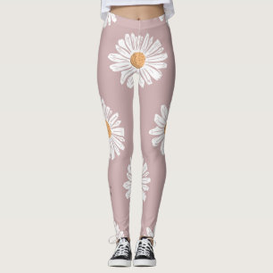 Leggings Daisy Rosa: Patrón de repetición floral.