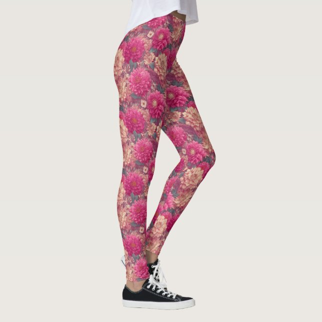 Leggings Dalias de ejercicio rosadas regalos de flores para (Derecha)