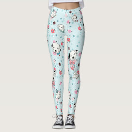 Leggings Dalmatia Puppy Floral - azul claro