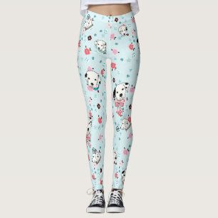 Leggings Dalmatia Puppy Floral - azul claro