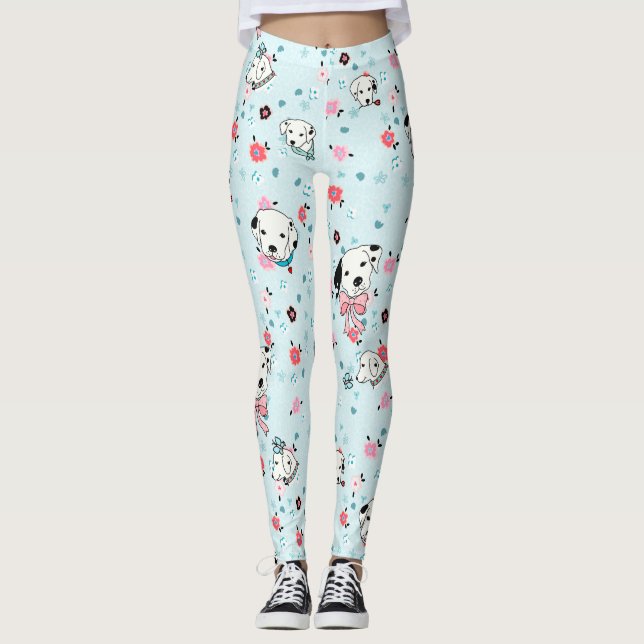 Leggings Dalmatia Puppy Floral - azul claro (Anverso)