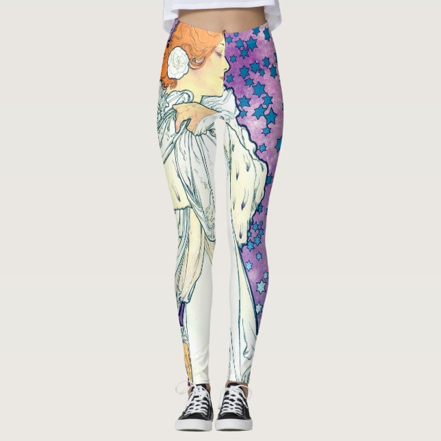 Leggings Dama de la Camelias, Alphonse Mucha (Anverso)