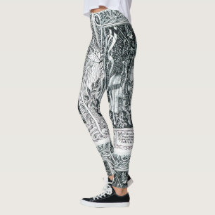 Leggings Dama Medieval Y Caballero A Caballo Blanco Negro