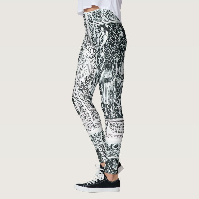 Leggings Dama Medieval Y Caballo Negro Blanco (Izquierda)