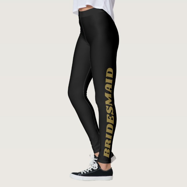 Leggings Damas de Honor de Bodas Personalizadas Negras con  (Izquierda)