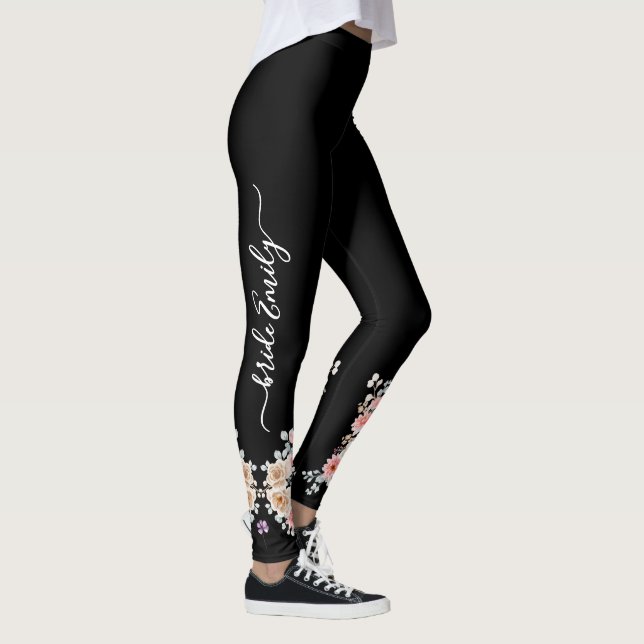 Leggings Damas de honor florales nupciales negras (Derecha)