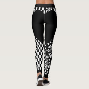 Leggings Damas negras y Corazón de encaje