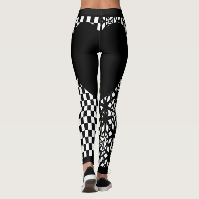 Leggings Damas negras y Corazón de encaje (Reverso)