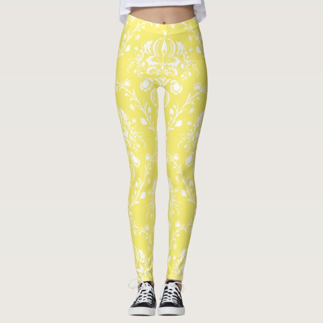 Leggings Damasco blanco y amarillo con mantequilla (Anverso)